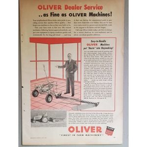 Oliver Dealer Service Vintage Tractor Magazine Ad 1951